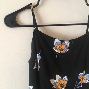 Retro style black floral midi dress